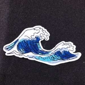 Blue and Black Rash Guard with Dynamic Wave Patch Iron ON